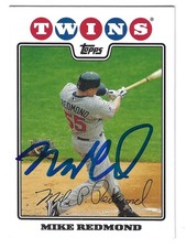 MIKE REDMOND MINNESOTA TWINS SIGNED TOPPS CARD MIAMI MARLINS CLEVELAND INDIANS