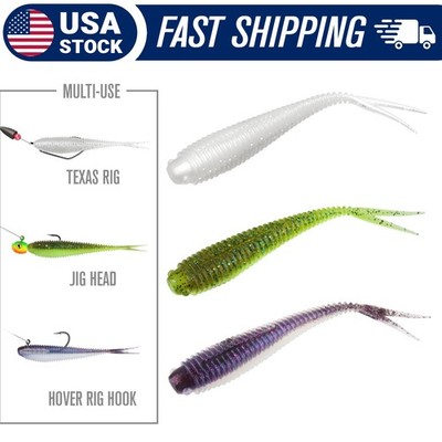 20-40PCS Soft Plastic Baits 3in/3.5in/4in Forked Tail Bass Fishing Lures
