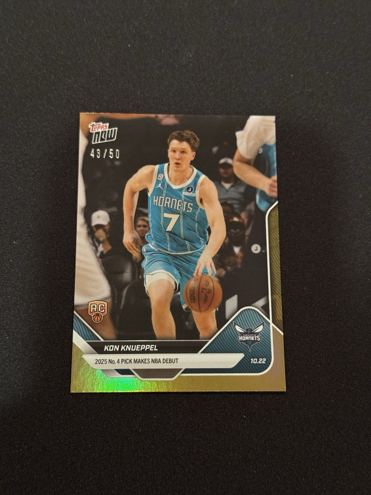 Kon Knueppel RC Debut 2025-26 NBA Topps NOW Card 10 Gold Foil /50