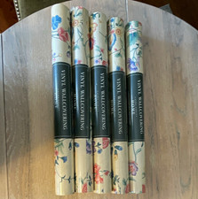 Laura Ashley Vinyl Floral Wallpaper Roll Beige/Multicolor MCMXCV 187617  5 rolls