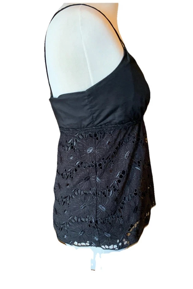Y2K Babydoll Top Cami Camisole Black Lace Fairy Grunge Sz Small Old Navy *Note - Image 2 of 4