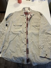 Mens Large Tall L.L. Bean Vintage Canvas Shirt Jacket W/ Flannel Lining