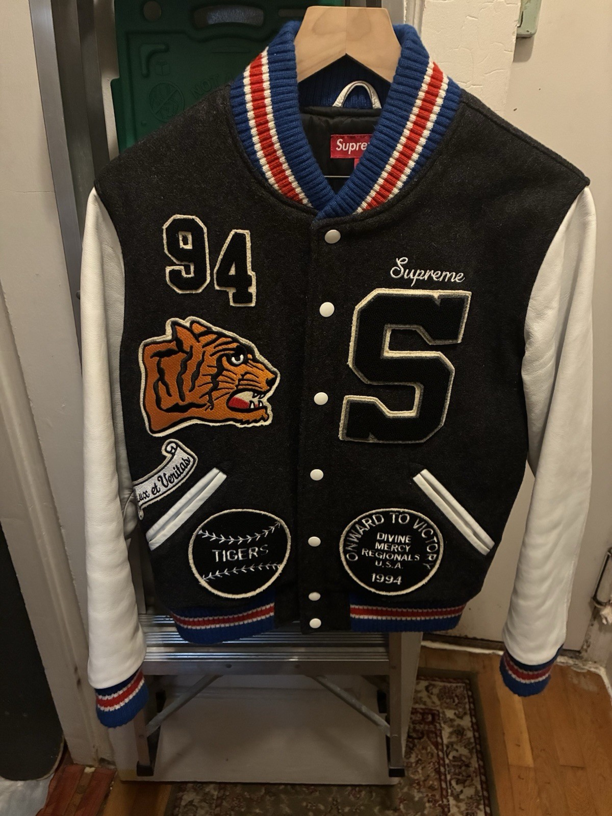 Supreme Varsity Jacket Tiger Patch Heavyweight Bu… - image 1