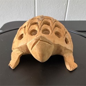Hand Carved Wooden Mom Turtle with baby insideReptile Figurine Sculpture Carving