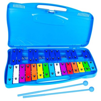 25 Note Glockenspiel Xylophone - Color-Coded Metal Keys with Mallets, Percuss...