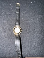 Relic Watch Women Gold Stainless Steel Black Leather Quartz Untested