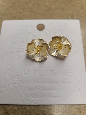 Mohn Ohrstecker Sterlingsilber 18 Karat vergoldet