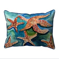 Betsy Drake Swimming Starfish Extra Large Zippered Indoor Outdoor Pillow 20x24