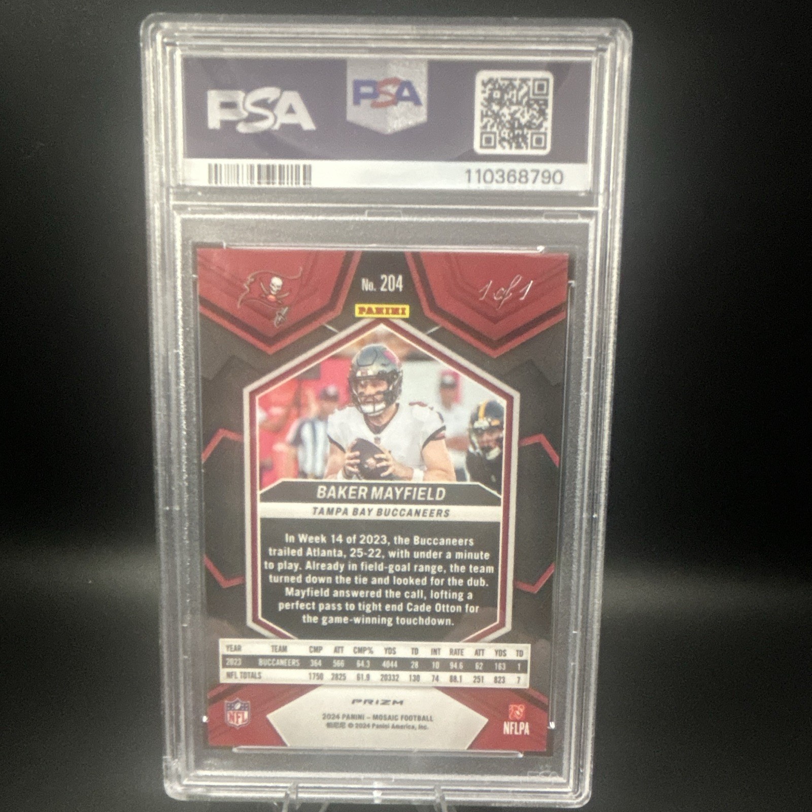 Panini Mosaic 2024 Baker Mayfield #204 Choice Nebula Mosaic Prizm 1/1 PSA 9 view 2