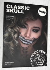 Tattoo Crew Classic Skull Temporary Tattoos New Contains 2 Complete Looks