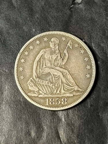 1858 o seated liberty half dollar Vf