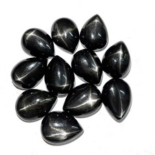 Natural Black Star Diopside Pear Cabochon Loose Gemstone 5 Pcs 15 20 mm 92 CT
