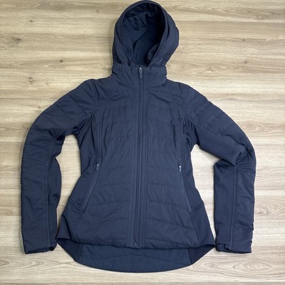Lululemon Another Mile Jacket Womens Sz 6 Black Hooded Puffer Full Zip Gorpcore