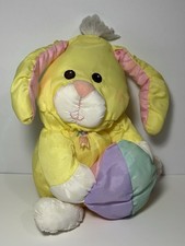 Vintage Fisher Price Puffalump Yellow Easter Bunny With Egg Stuffed Plush 1988