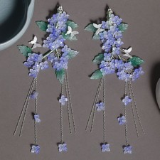 Hanfu Wisteria Tassel Liuli Double Hair Clip Chinese Style Hair Accessory