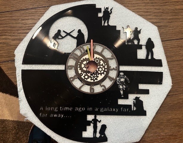 Star Wars Vinyl Record Clock - Light Saber Hands/Deathstar Seconds Counter
