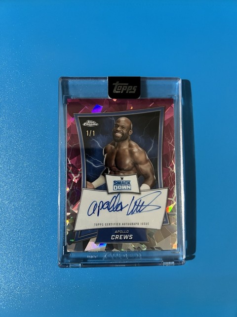 Apollo Crews WWE 2025 Topps Chrome Sapphire Pink Auto 1/1