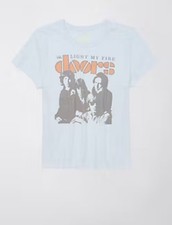 AE American Eagle The Doors Graphic Band Tee Top sz S VGUC Light Blue