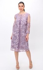 Alex Evenings Floral A-Line Knee Length Dress Wedding 12 Smokey Orchid NWT