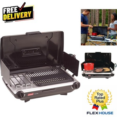 Outdoor Portable 2-Burner Grill/Stove Combo - Perfect for Tailgating & Picnics