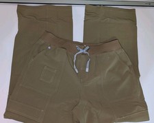 Figs Scrub Pants Martini Olive Mae Wide Leg Cargo Yoga Waist 2XL Tall NWT