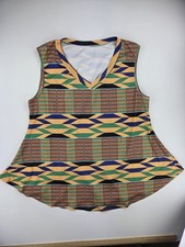Unbranded Women's Size XL Shirt Tunic African Ankara Blouse V-Neck Sleeveless