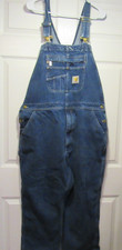 Mens Carhartt Bib Overalls Loose Fit Denim 38x28 38 x 28 DR4672-M Blue