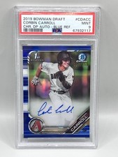CORBIN CARROLL 2019 Bowman Draft Chrome True Blue Refractor Auto /150 PSA 9