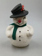 Vintage Harry & David Paper Mache Sammy The Snowman Candy Container