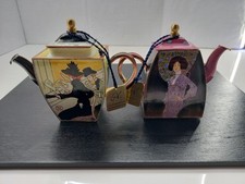 Charlotte Di Vita Trade Plus Aid Hand Painted Enamel Mini Teapots 2 Pieces 