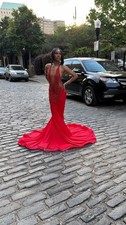 Red Beaded Prom Dress S/M Worn Once, NO Alterations