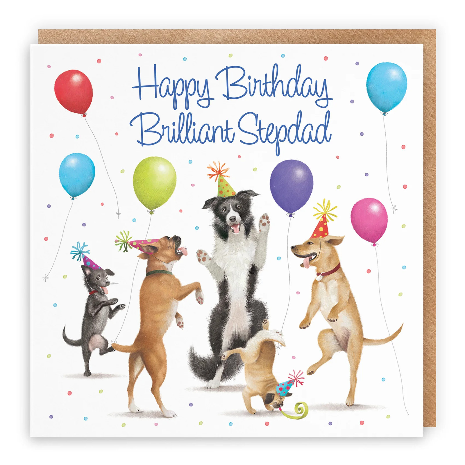 Stepdad Birthday Card Dancing Dogs Milo's Gallery