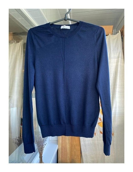 Women Closed Sweater Navy Wool 38