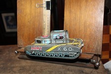Vintage Japan Tin Litho X60 US 1207 Army Tank 7" Friction Drive Nomura T.N