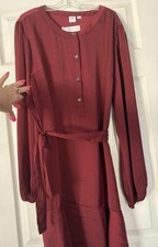 NWT Size L The Gap Burgundy Dress Versatile Long Sleeve