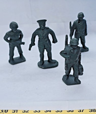Pre-owned Vintage 1940's Dimestore WWII Metal Toy Soldier Set of 4-Khaki green.