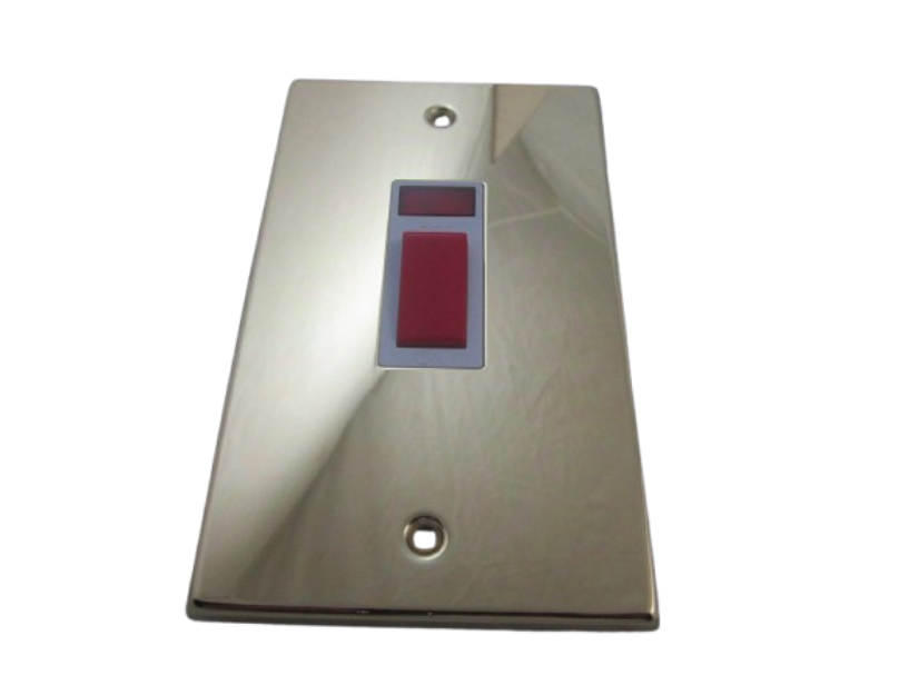 BRASS 45A NEON COOKER SWITCH VERTICAL TALL VOLEX DPOLE DEC445 x1