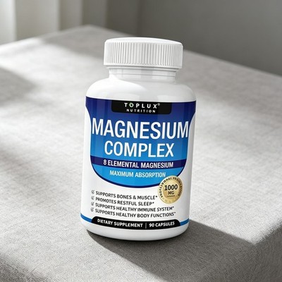 Magnesium Complex 1000mg 8 Forms - Gluten Free Non-GMO, 90 Capsules × 3 Bottles