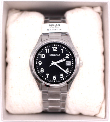 Seiko Selection SBPX155 Edelstahl Solar Analog Uhr schwarzes Zifferblatt...