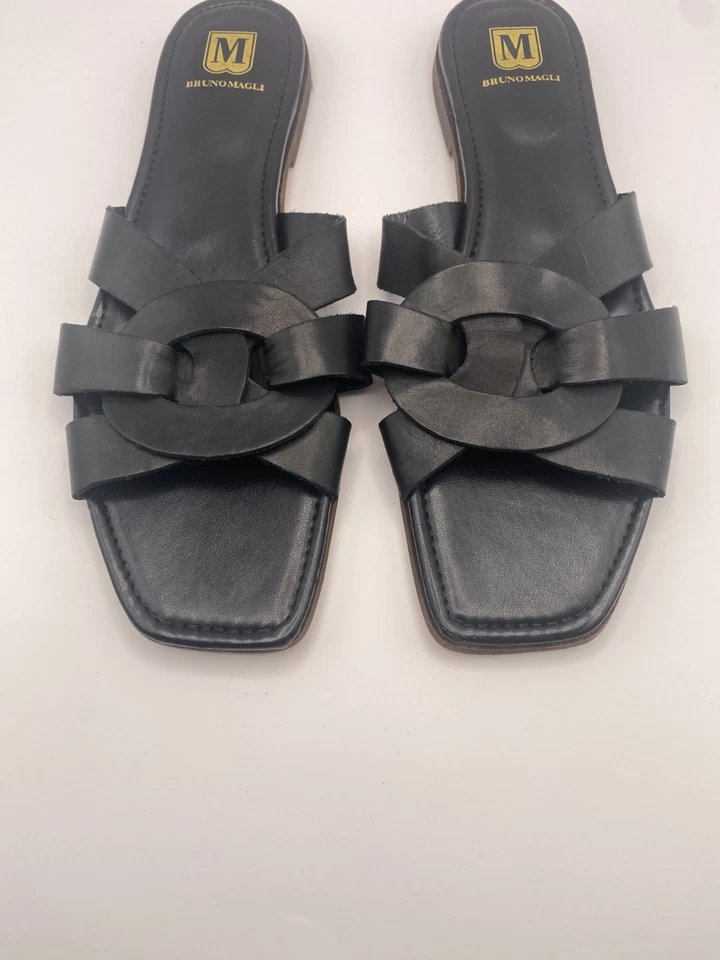 Bruno Magli Women Alessia Black Leather Sandal Sz 9.5 - Image 3 of 4