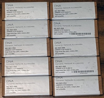 10 Pack! 1000BASE LX SFP Module, Single Mode Fiber (SMF) 1310nm, 10KM Dell Compa