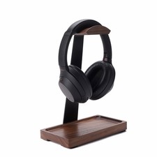 Walnut Headphone Stand, Wooden Headset Stand for Desk, Wood Gaming Headphone ...