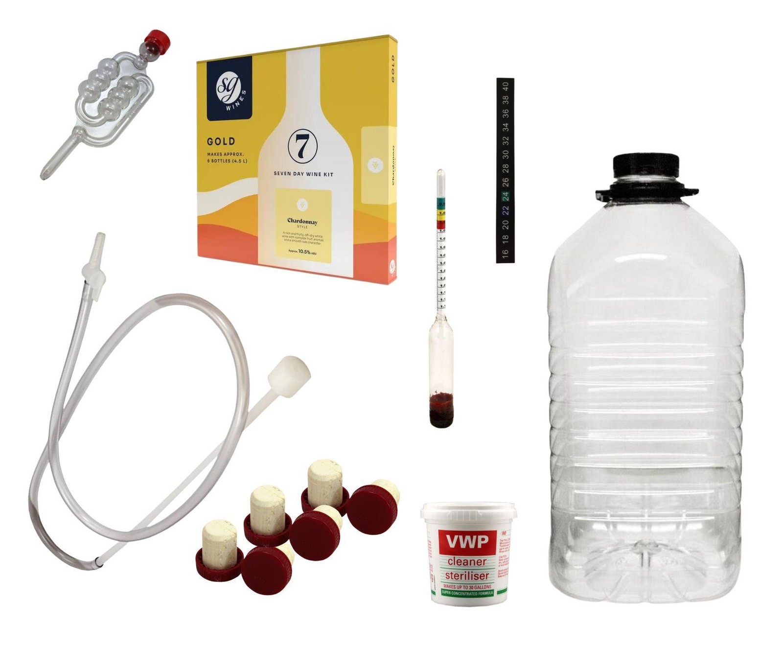 SG Wines Gold Chardonnay White Wine Making Kit 6 Bottle 7 Day incl Equipment
