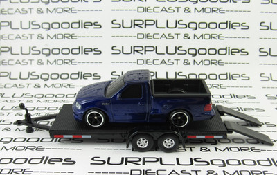 Hot Wheels 1:64 LOOSE Track Day: 1999 '99 FORD F-150 SVT LIGHTNING w/Trailer BLU