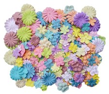 100 Pcs Handmade Mixed Mulberry Paper Flowers 18 mm - 1.5 Inch Scrapbooking W...