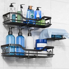 Shower Caddy Organizer 3 Pack No Drill Rustproof Shelves with Soap Holder Black