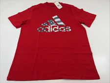 Adidas Mens Shirt Red Americana Graphic Tee Short Sleeve Crew Neck Size Large