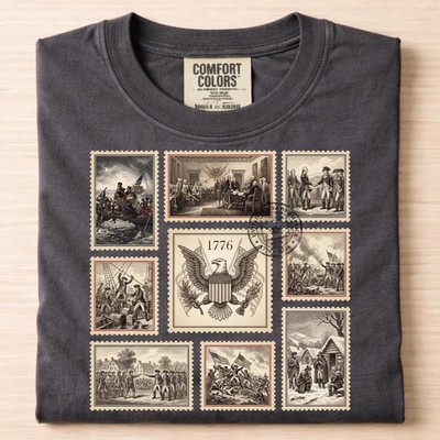 American Revolution Comfort Tee Patriotic History USA Founding Fathers