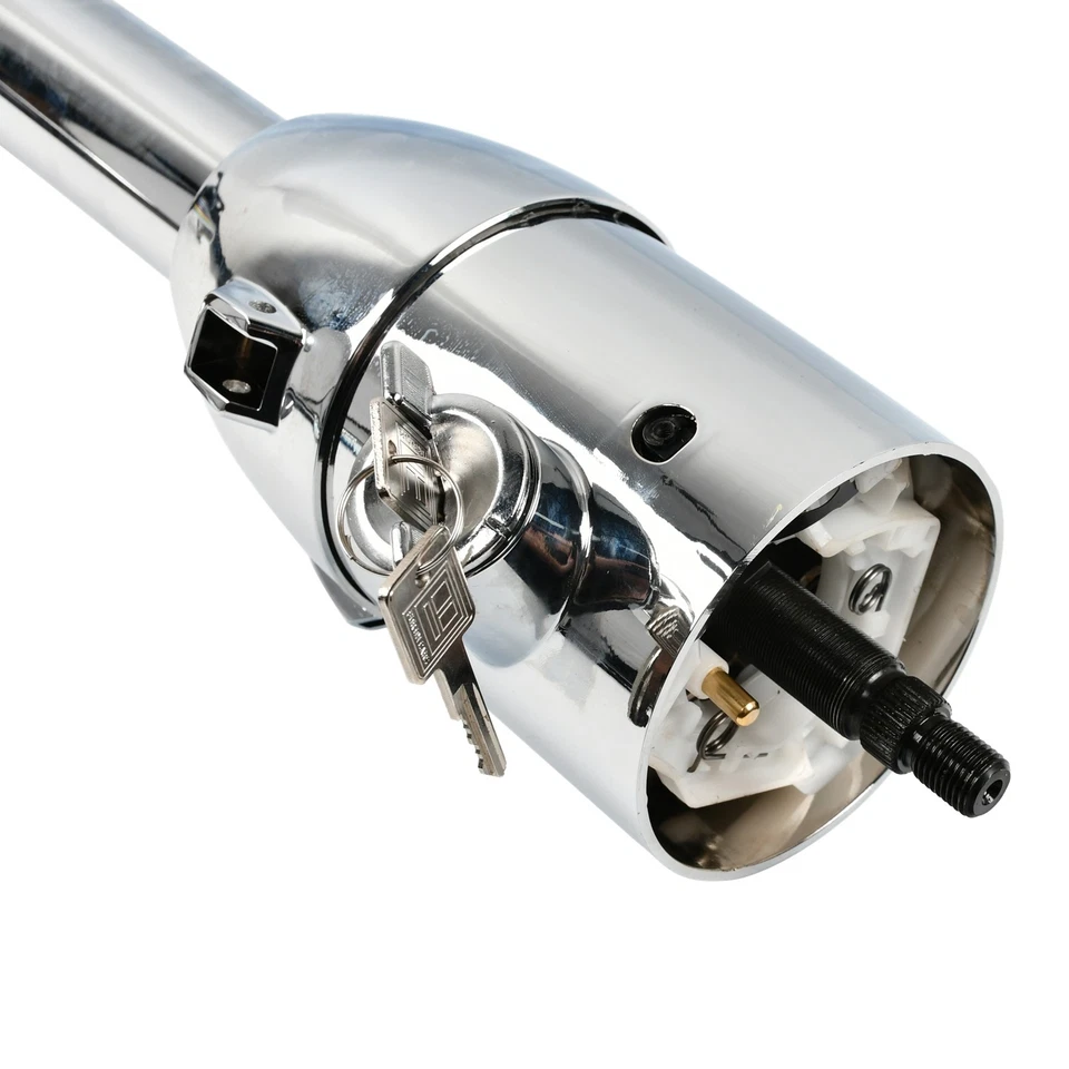 Columna de dirección automática inclinable cromada de 28" con llave y adaptador de 9 pernos Foto 4 de 4