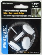 NEW MintCraft 1-1/8" Plastic Cushion Nail-On Glides, 4 Pcs., #500-8461